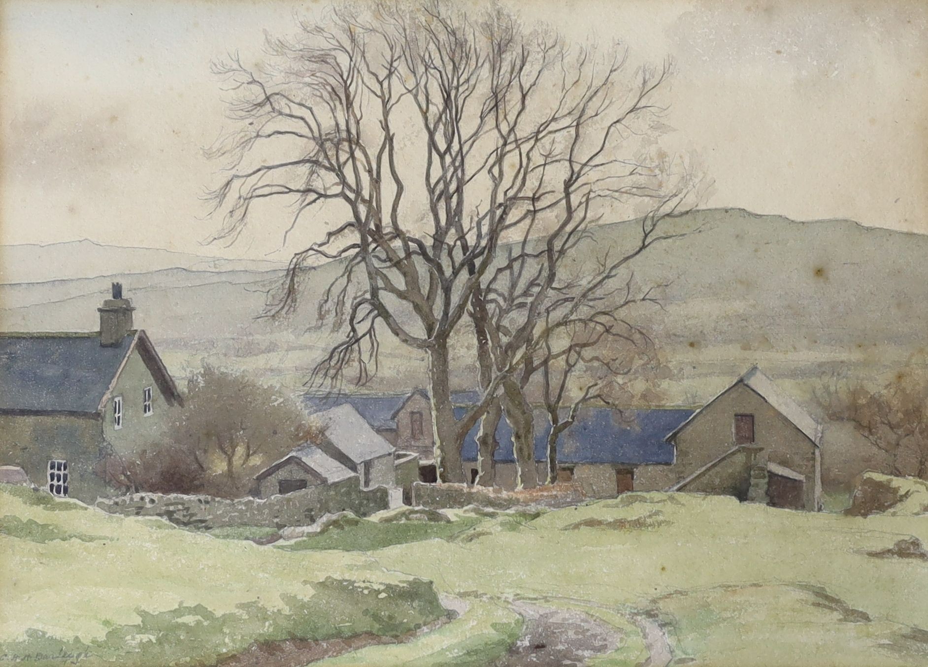 Charles H.H. Burleigh (1875-1956), watercolour, Welsh farmhouse, signed in pencil, 25 x 35cm